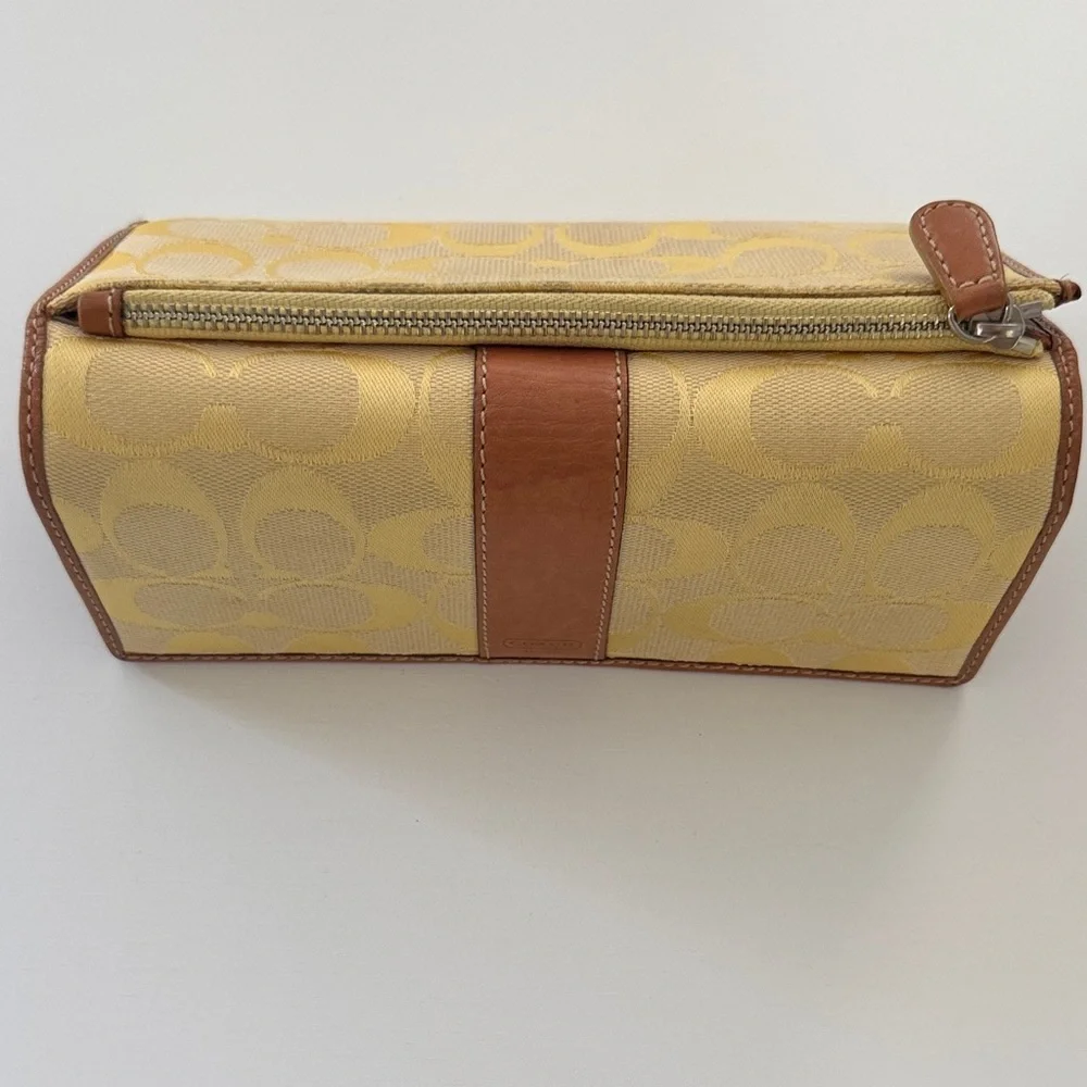 Coach Pale Yellow/Gold and Brown Logo Fabric & Leather Women's Wallet - Picture 16 of 16